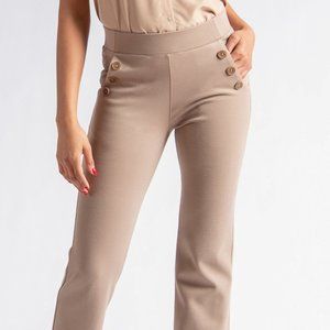 NEW Betabrand Boot-Cut | Six-Button Dress Pant Yoga Pants (Khaki Twill) - L